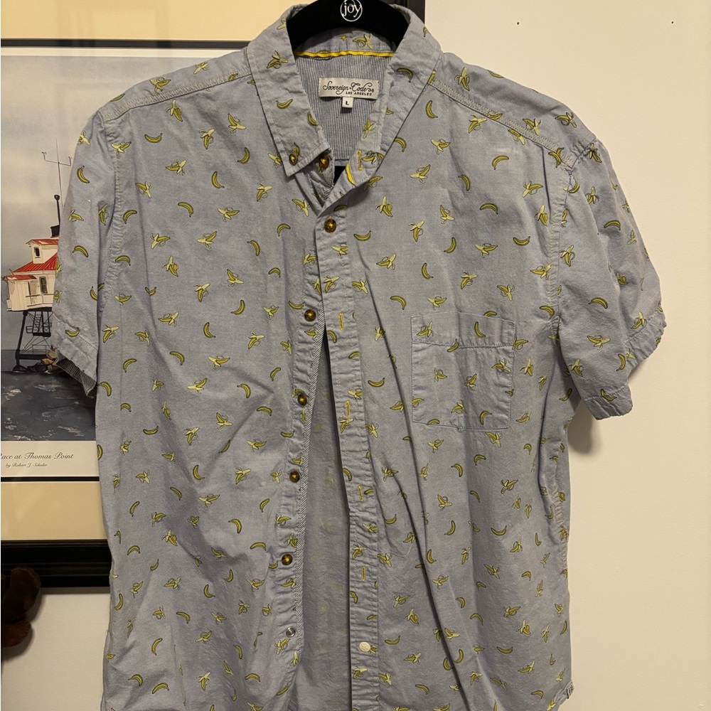 Sovereign Code Light Blue Banana Print Shirt